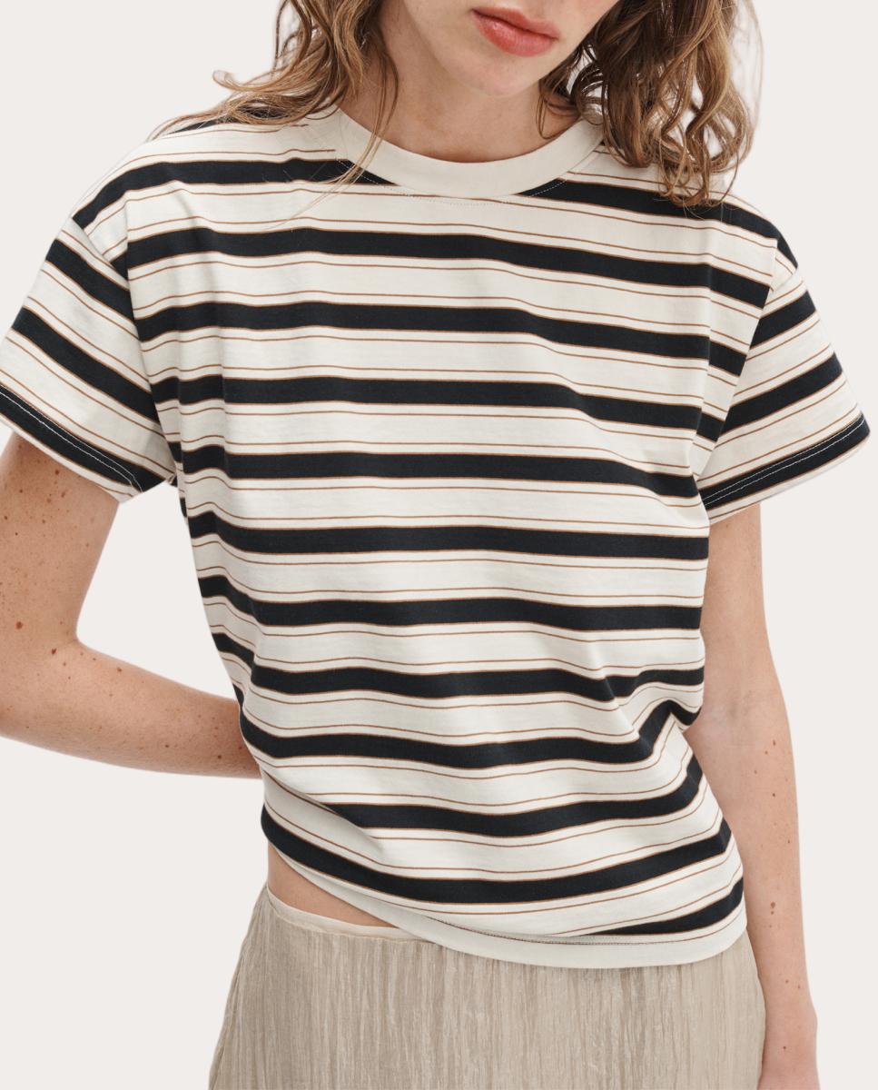 Camiseta boxy Kelly a rayas Crema multicolor - Blanco Blanco-1