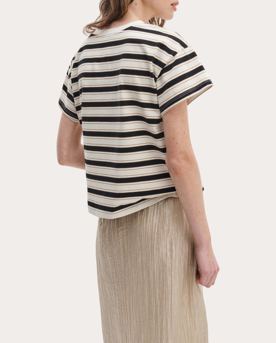 Camiseta boxy Kelly a rayas Crema multicolor - Blanco Blanco-3