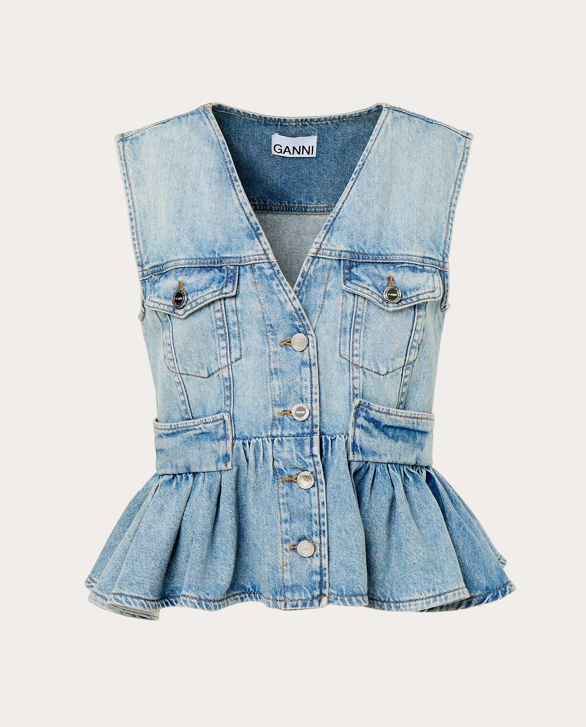 Imagen 1 de Chaleco denim con peplum Azul claro