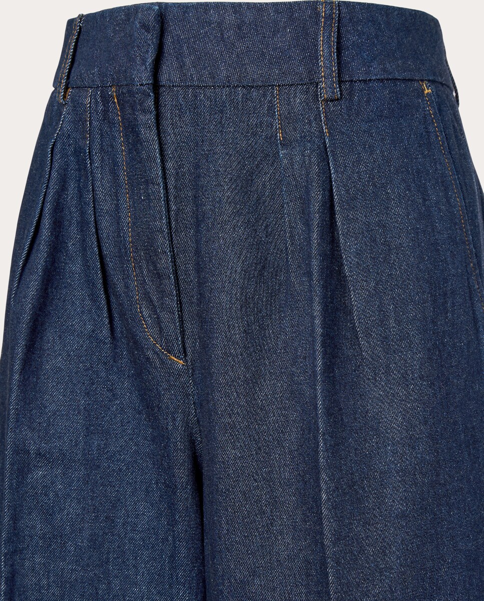 Pantalón recto Aella de algodón Azul marino-3