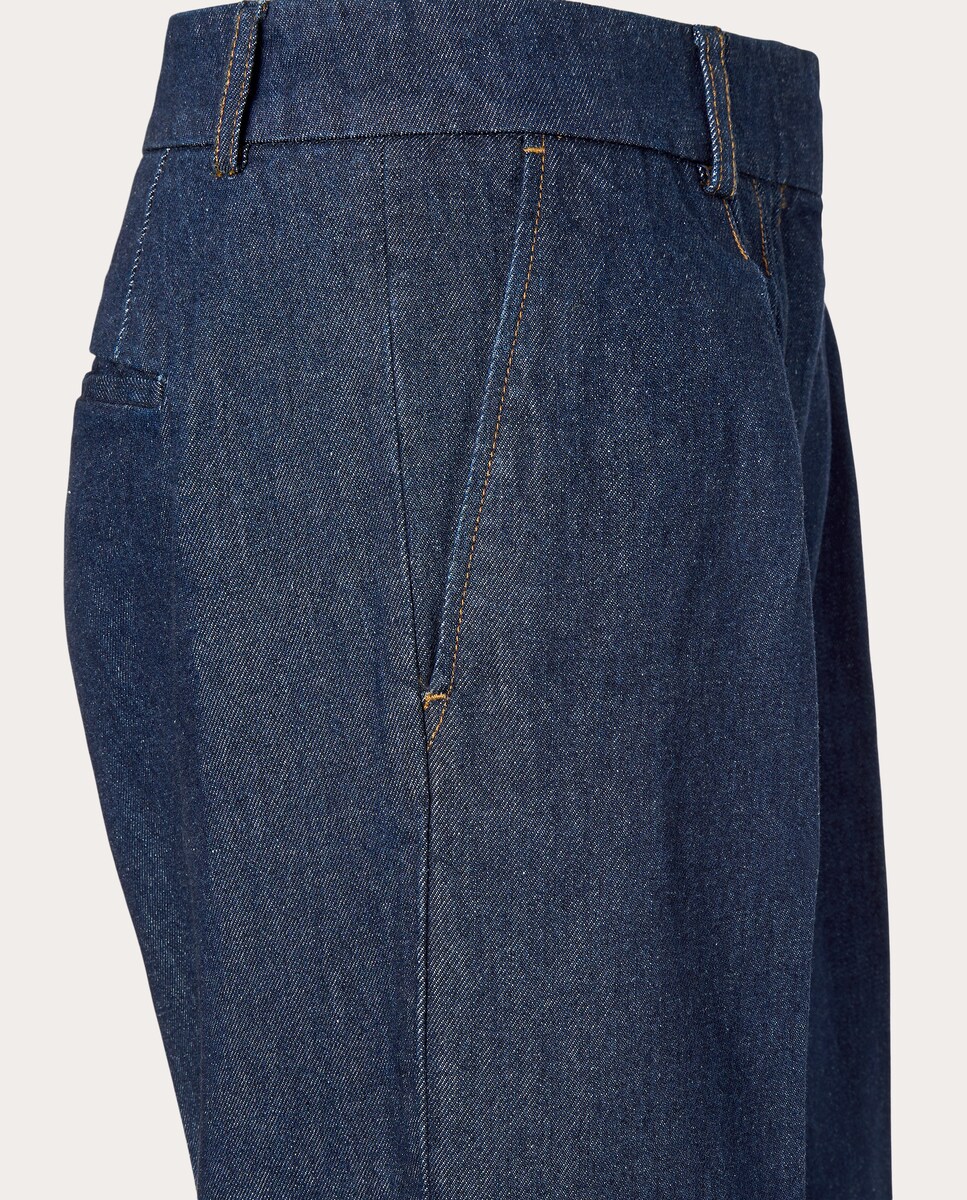 Pantalón recto Aella de algodón Azul marino-4