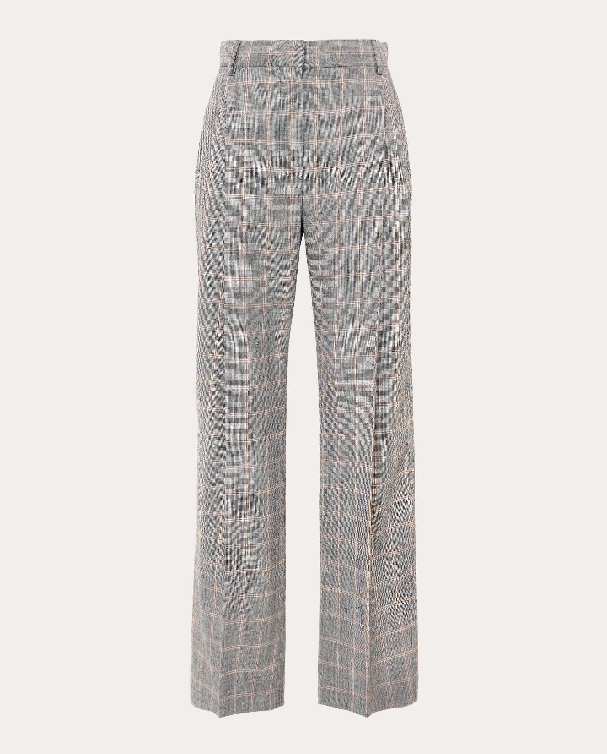 Imagen 0 de Pantalón recto de lana con cuadros Gris