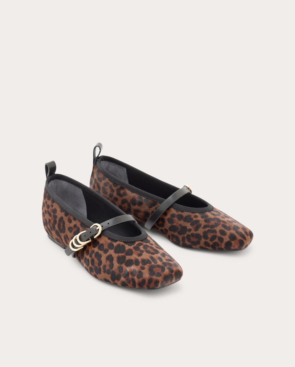 Zapatos planos de piel Marrón-2