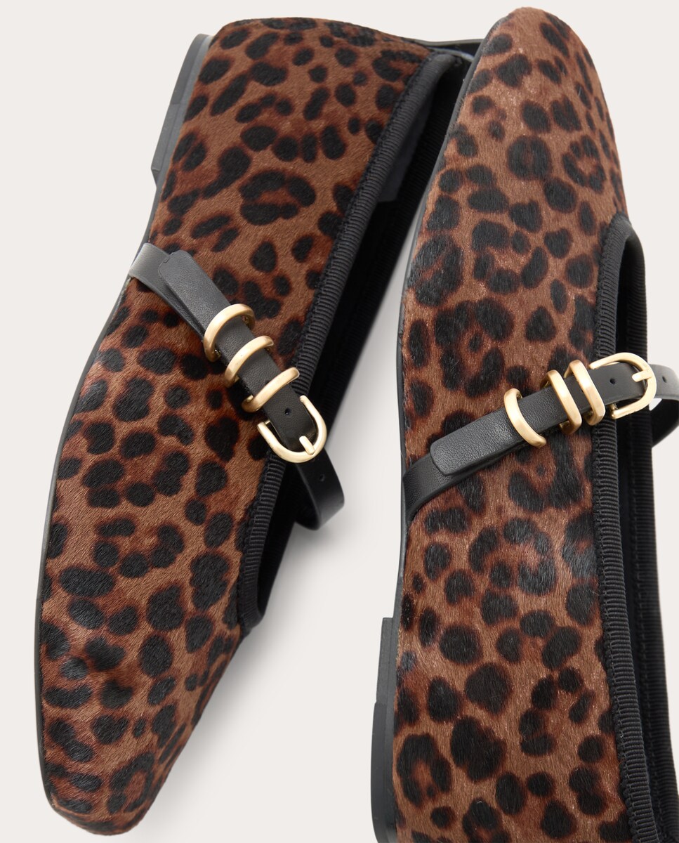 Zapatos planos de piel Marrón-5