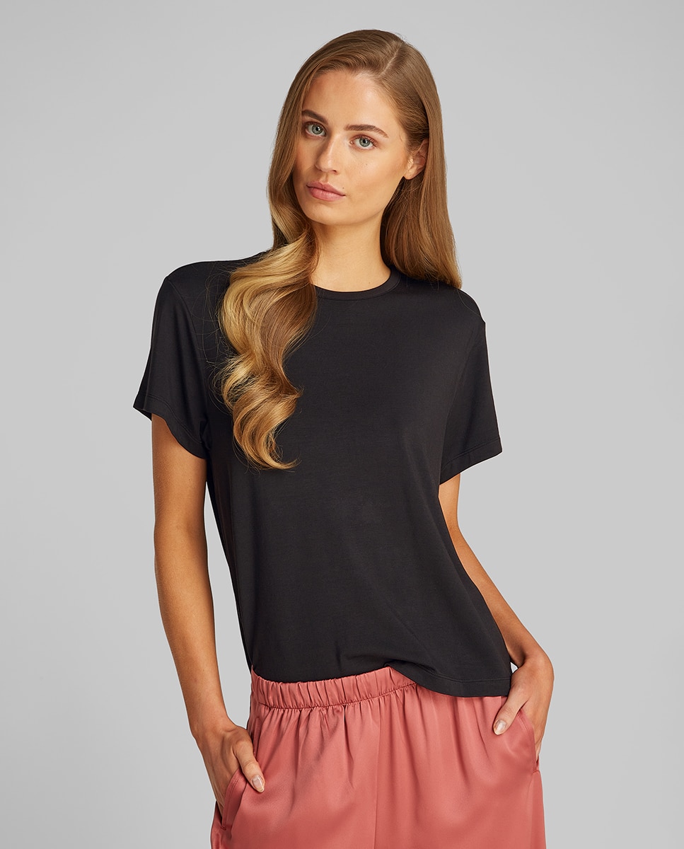 T-shirt de Manga Curta Ultra Soft Modal Preto-1