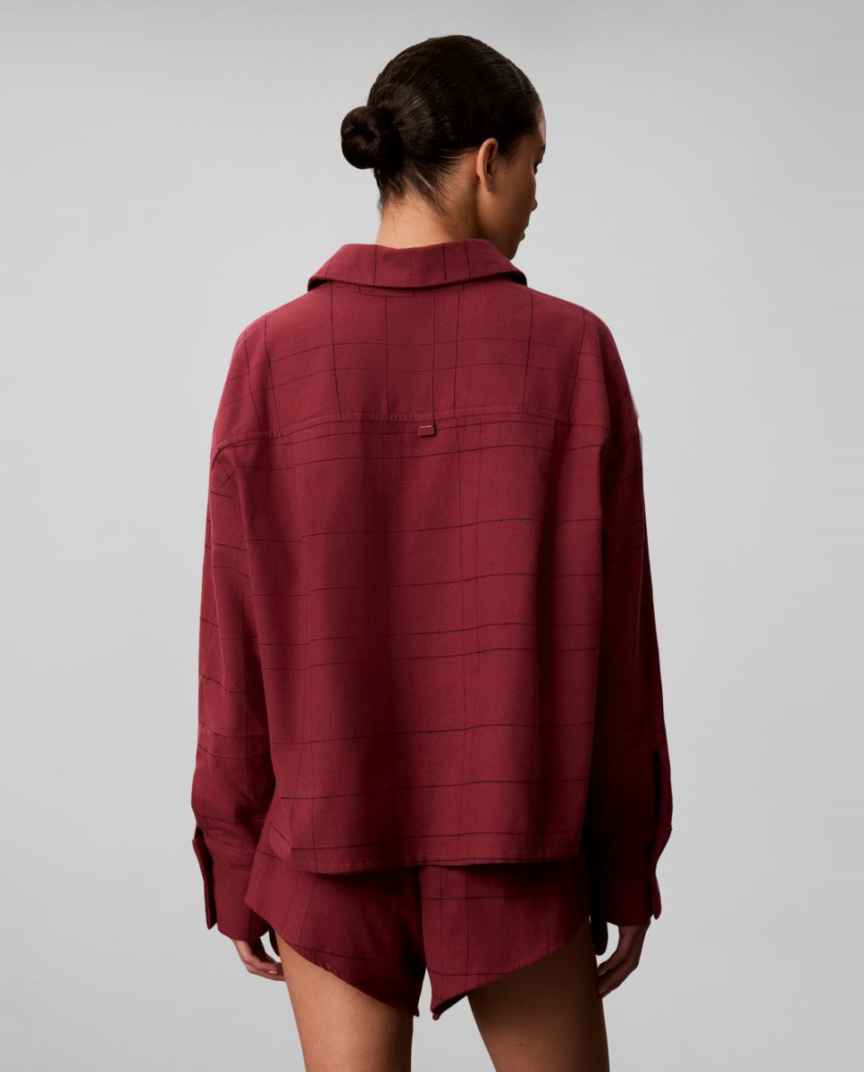 Camisa de manga comprida Vermelho-escuro-2