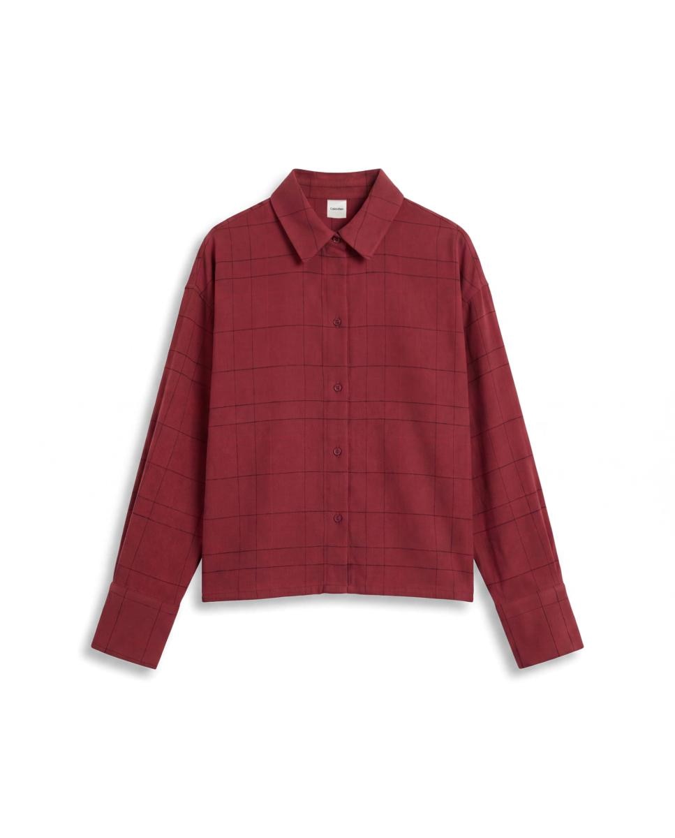 Camisa de manga comprida Vermelho-escuro-5