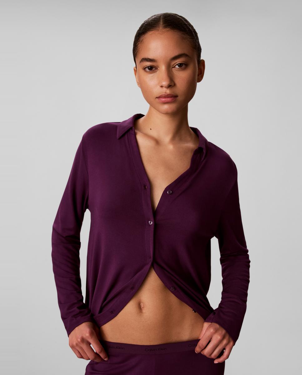 Conjunto de Pijama com Camisa e Calças Roxo-2