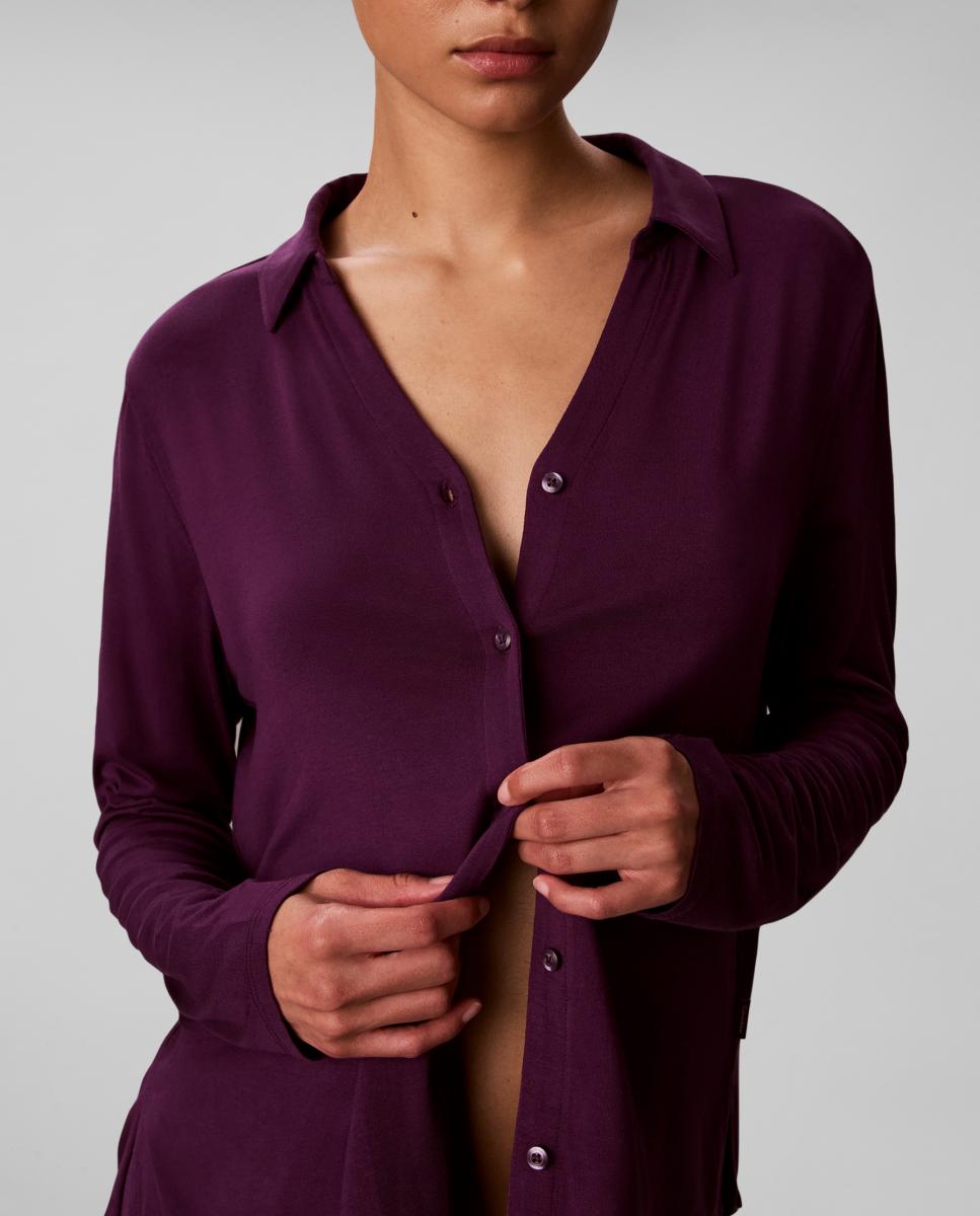 Conjunto de Pijama com Camisa e Calças Roxo-5