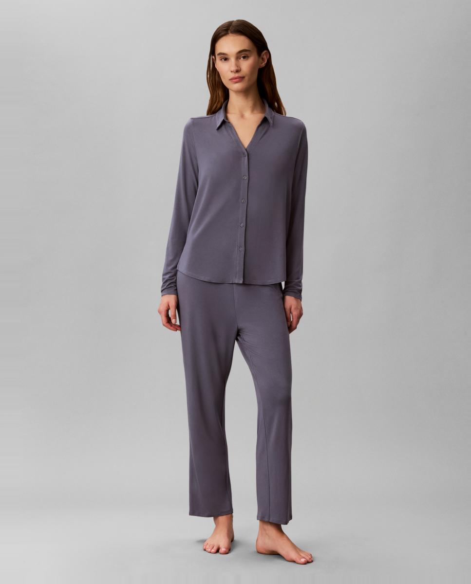 Imagen 0 de Set pijama de camisa y pantalón Azul oscuro