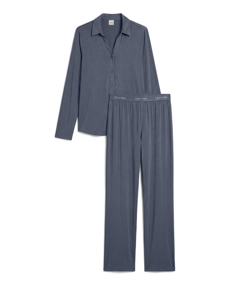 Set pijama de camisa y pantalón - Calvin Klein - Azul oscuro Azul oscuro-6