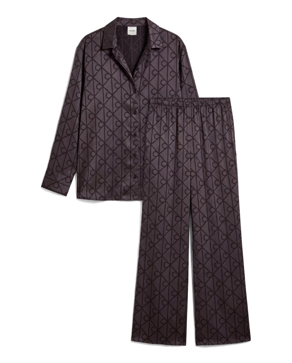 Conjunto de Camisa e Calças de Cetim Cinzento-7