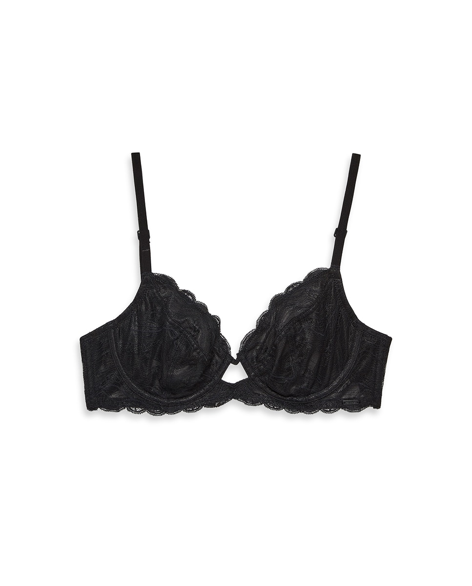 Soutien sem Copa Moldada Sensual Stretch Lace Preto-6