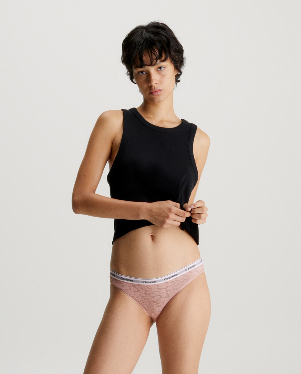 Cueca Clássica - Modern Logo W/ Lace Rosa-5