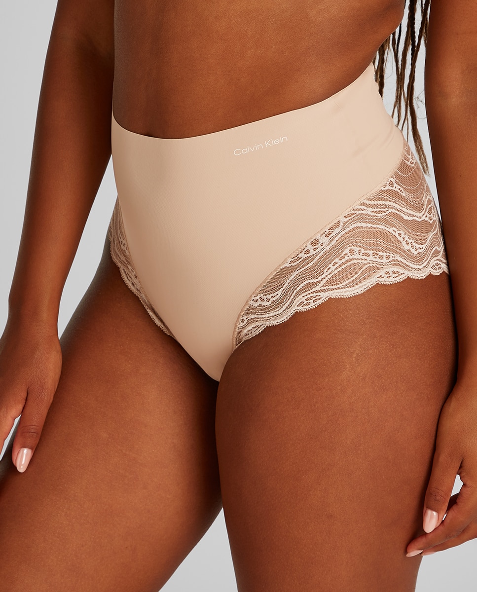Cueca com Compressão Sensual Stretch Lace Bege-1