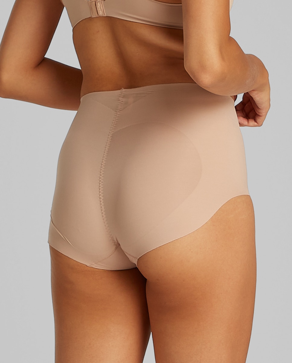 Cueca de Cintura Subida Moldadora Stay Put Mesh Bege-2