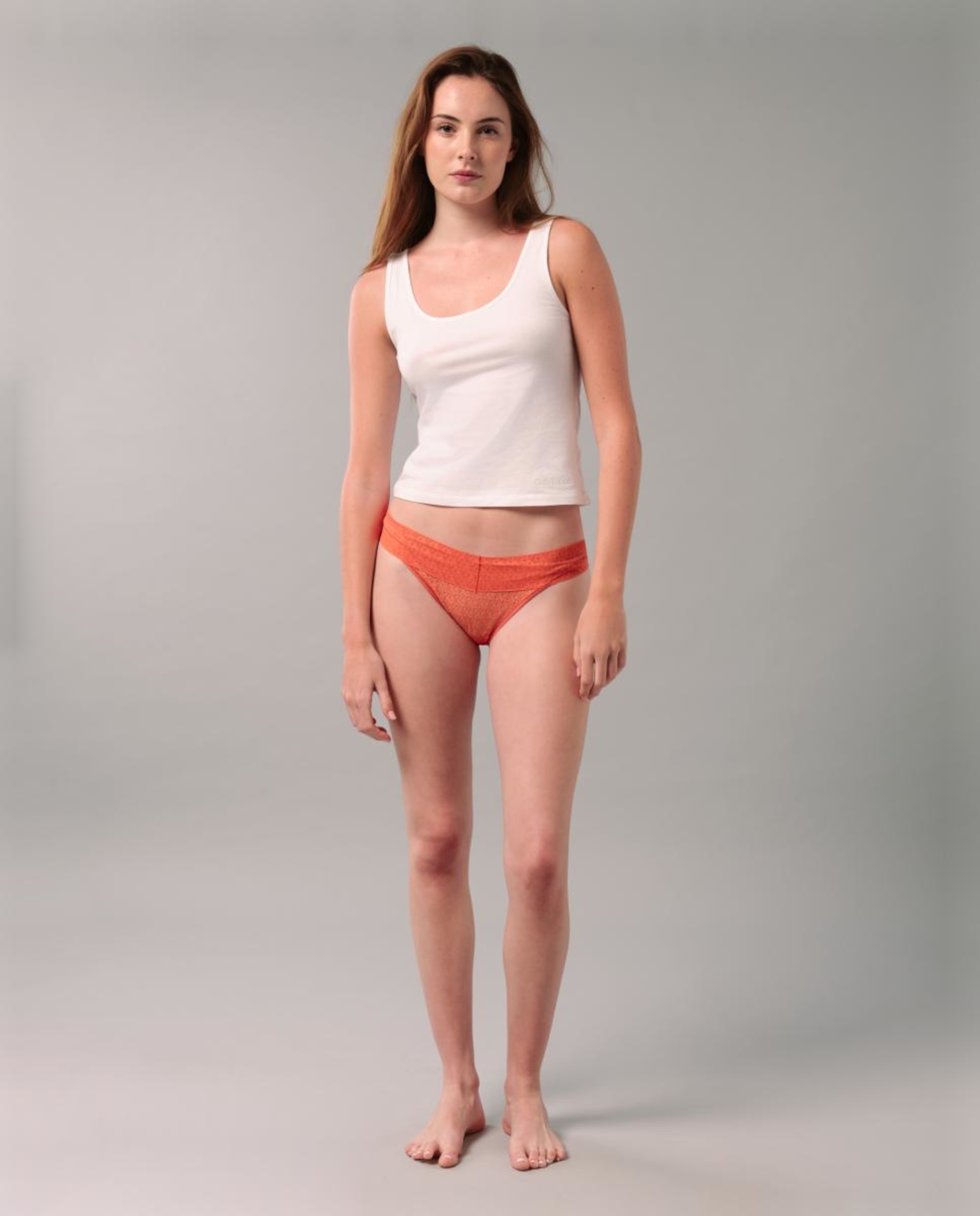Cueca de Cintura Baixa Icon Logo Lace Laranja-4