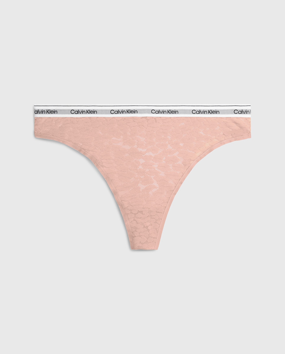 Tanga de Perna Alta - Modern Logo W/ Lace Rosa-4