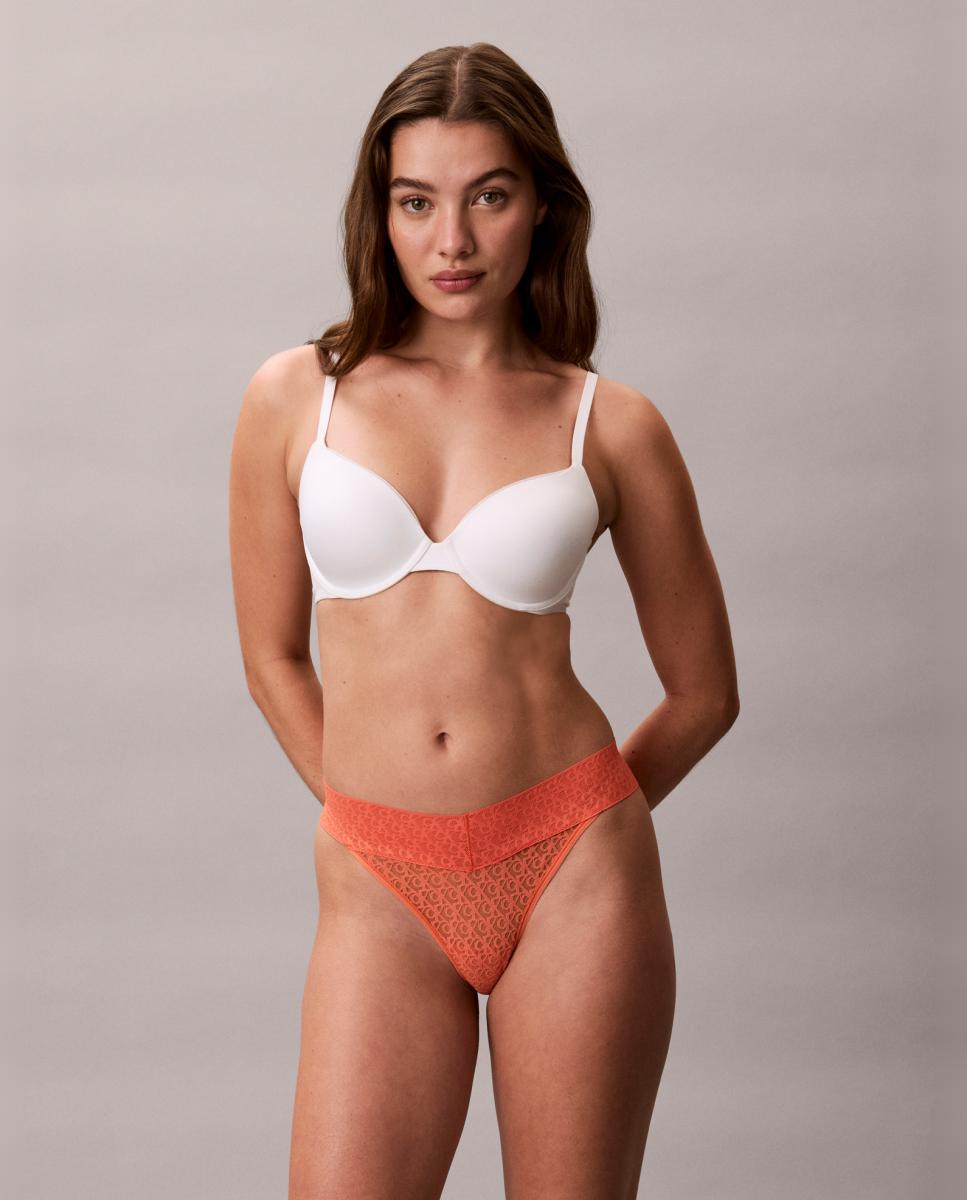 Tanga de Cintura Baixa Icon Logo Lace Laranja-6