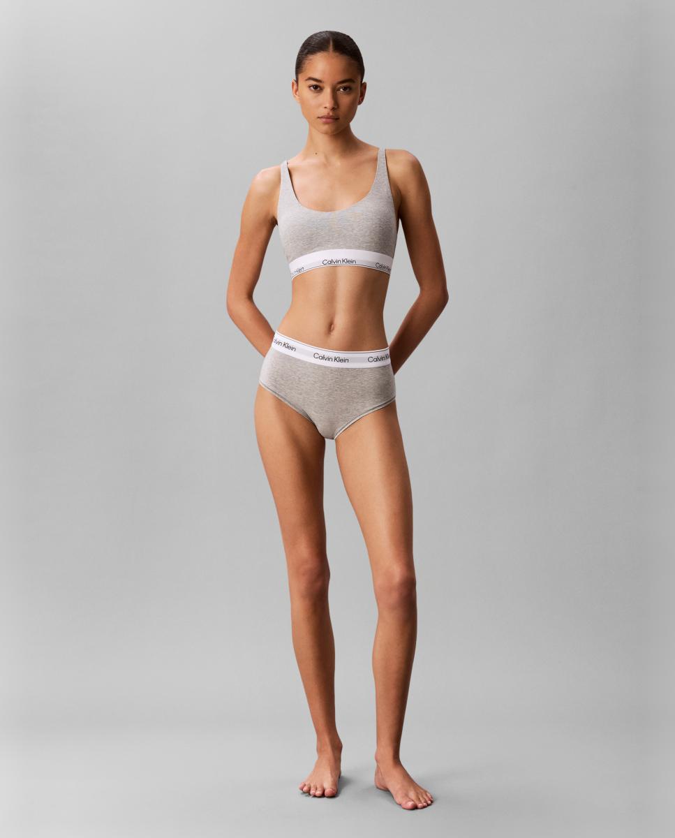 Cueca Culotte de Cintura Subida Individual Cinzento-7