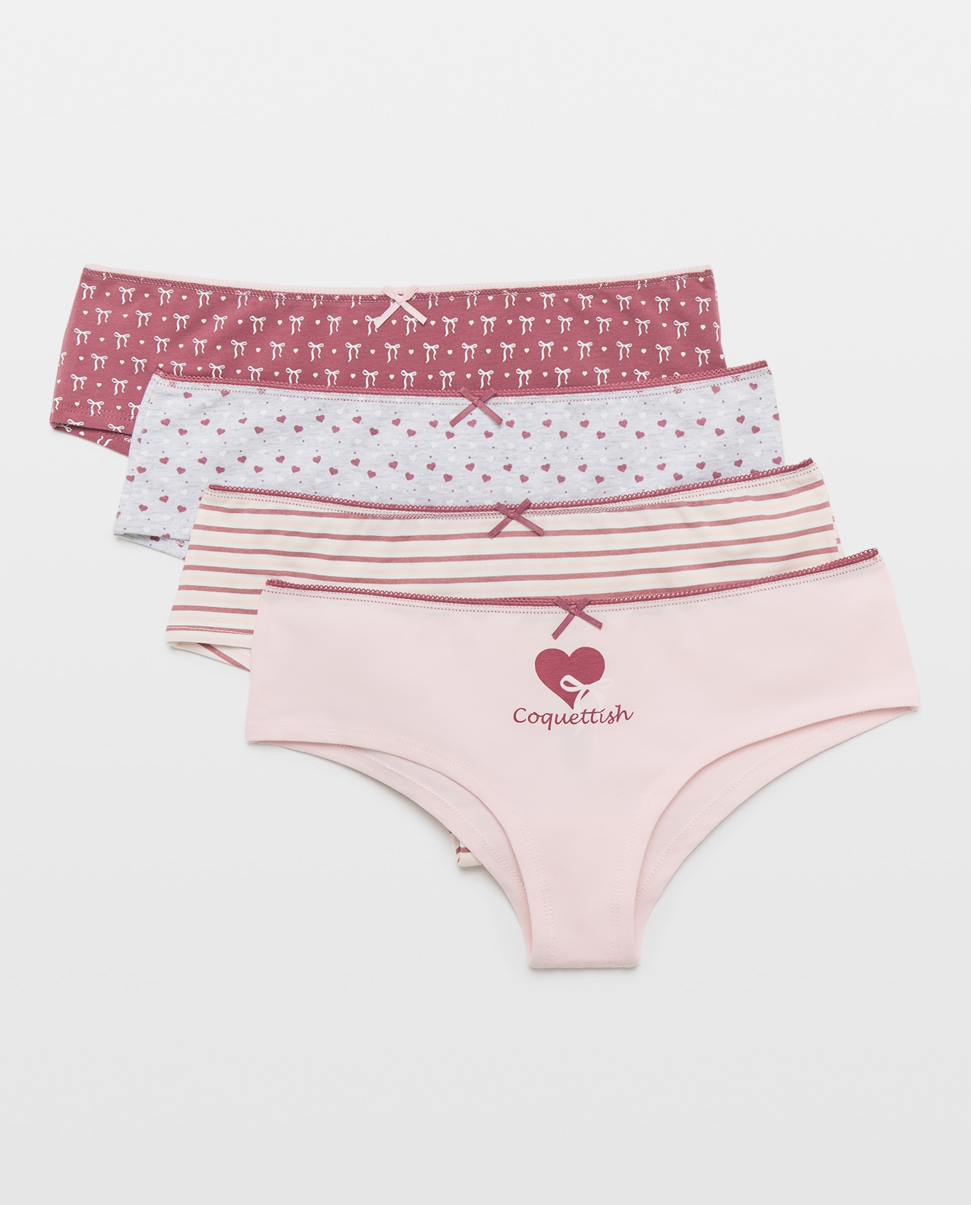 Pack de 4 Cuecas Hipster Coquettish 200 Rosa-3