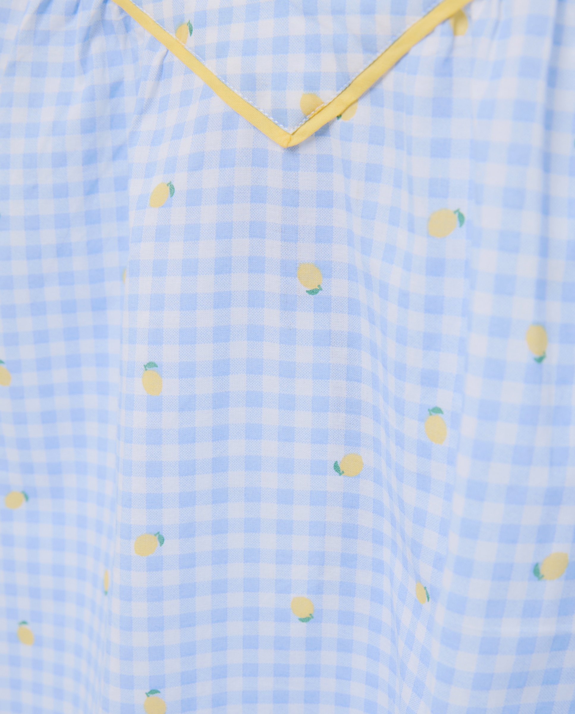 Camisa de Dormir aos Quadrados e Limões 410 Azul Claro-4