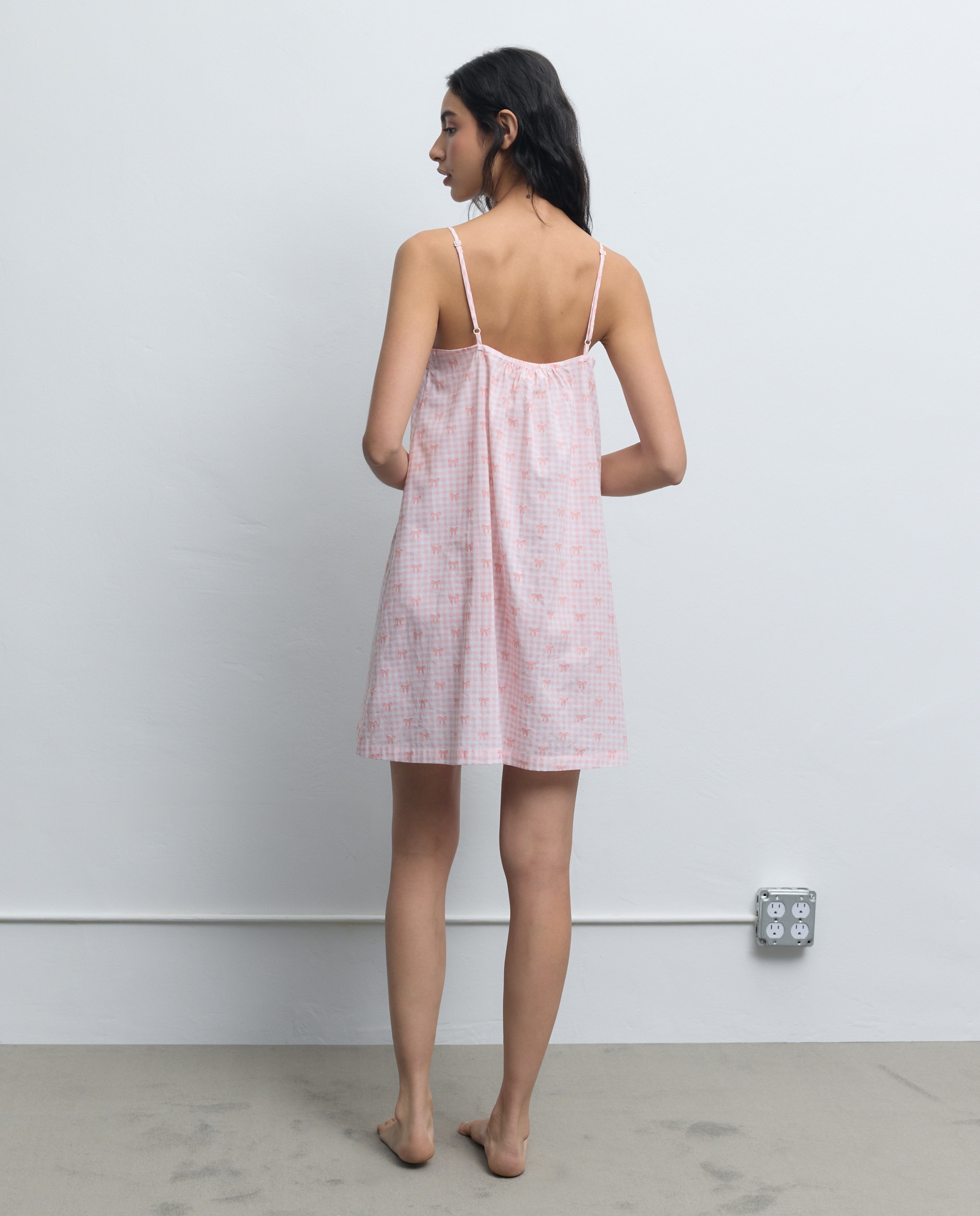 Camisa de Dormir aos Quadrados com Laços 630 Coral-2