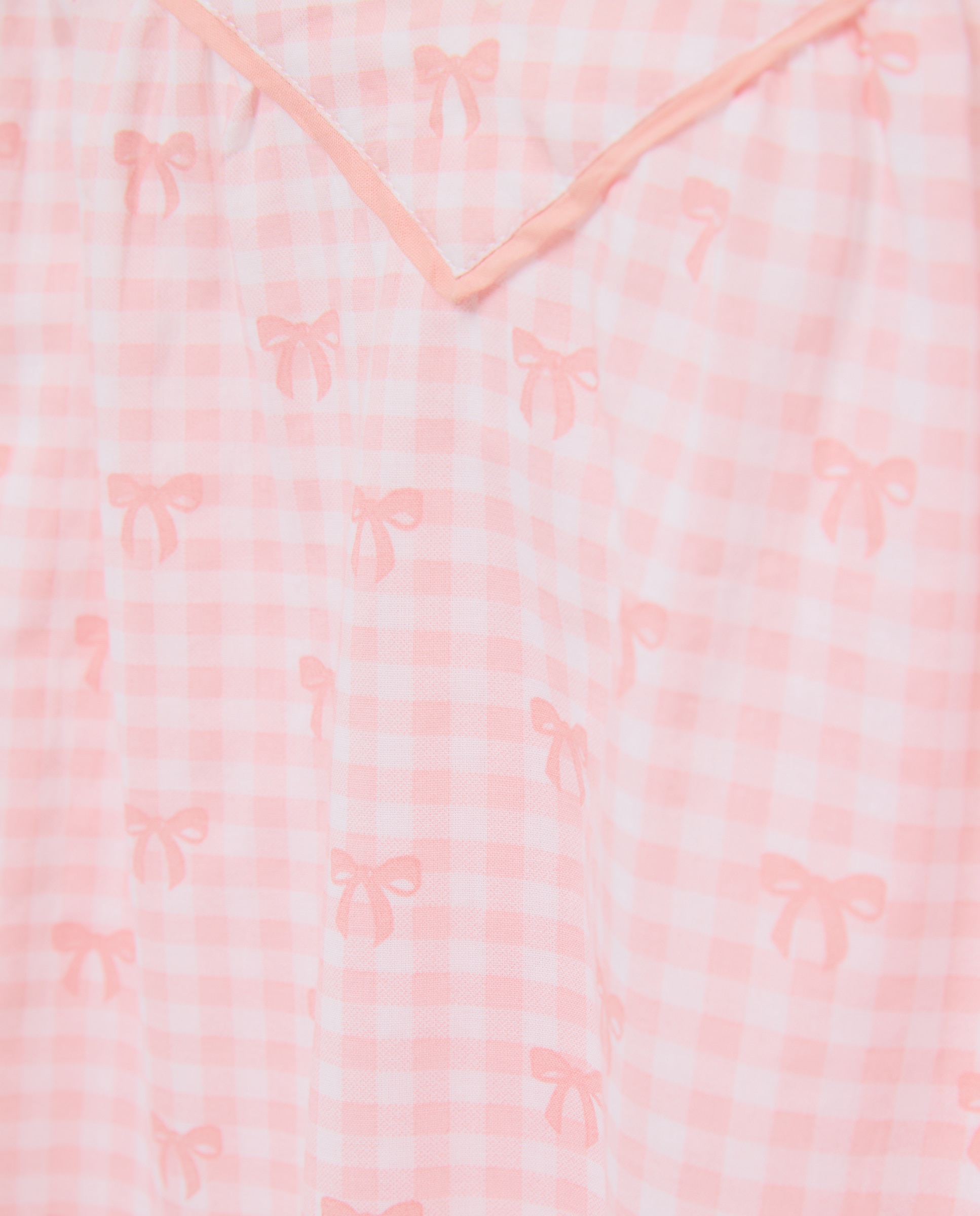 Camisa de Dormir aos Quadrados com Laços 630 Coral-4