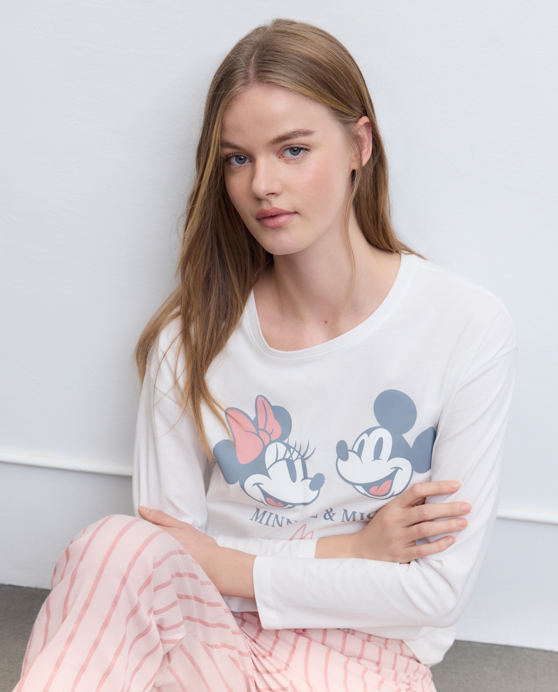 T-shirt Mickey e Minnie Branco-marfim-1
