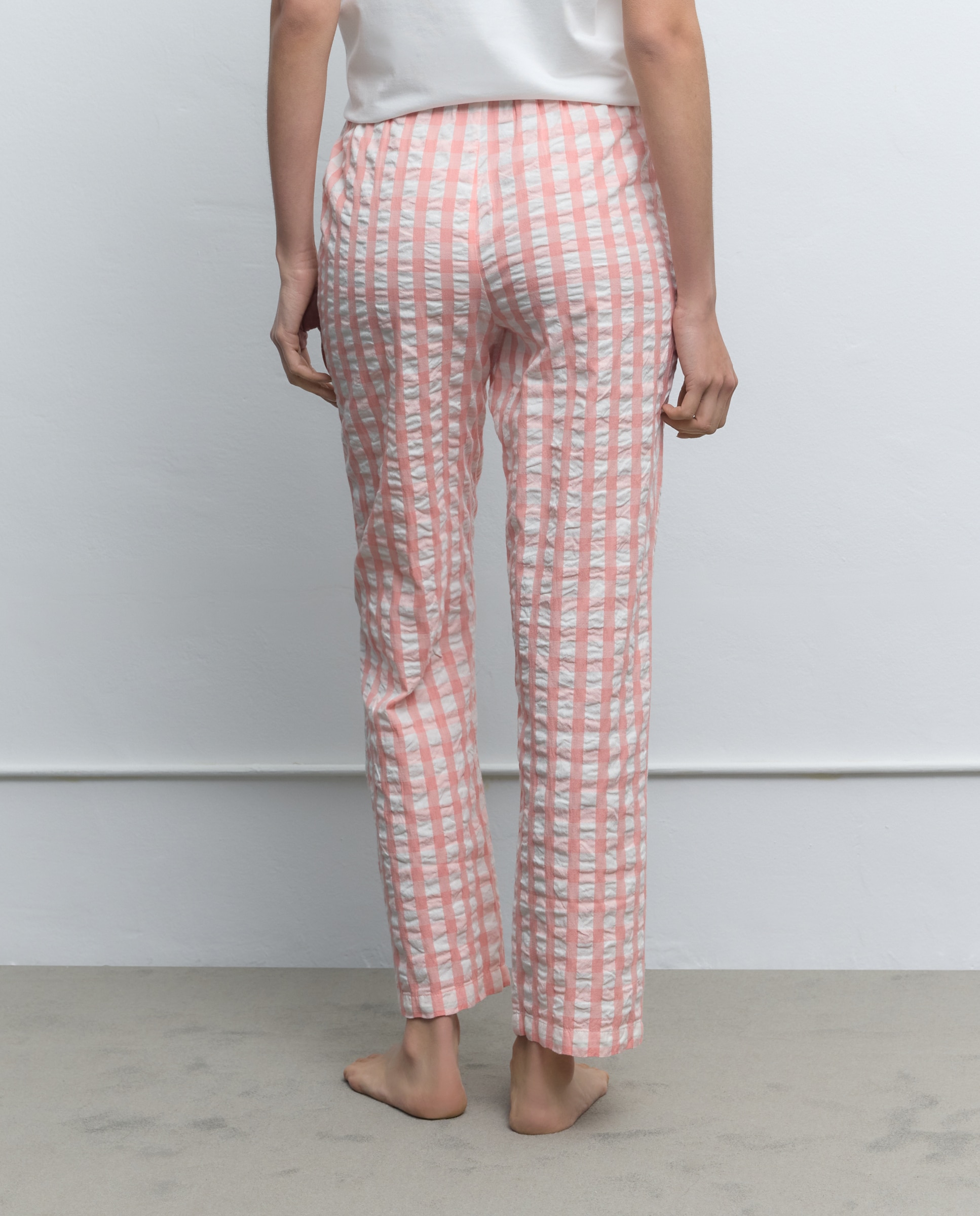 Calças de pijama aos quadrados 630 Coral-3
