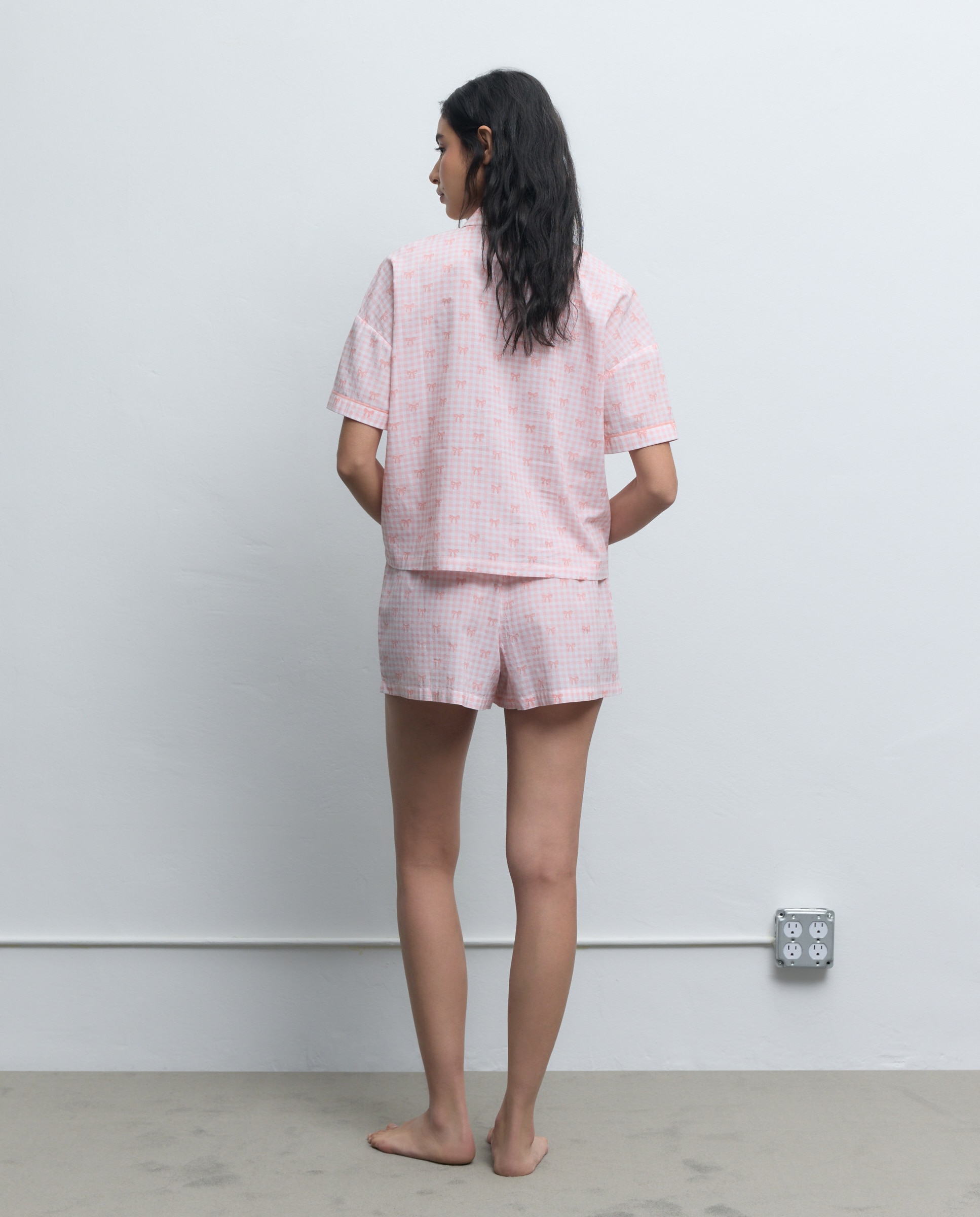 Pijama aos Quadrados com Laços 630 Coral-2