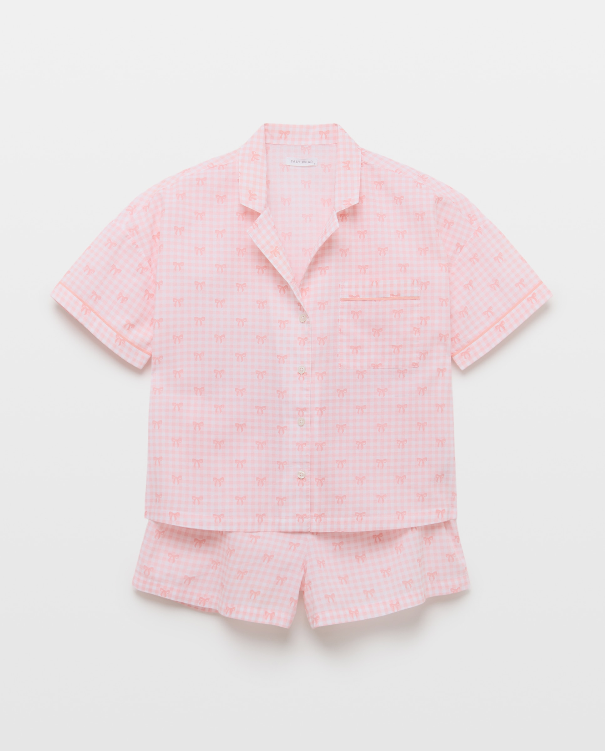 Pijama aos Quadrados com Laços 630 Coral-3