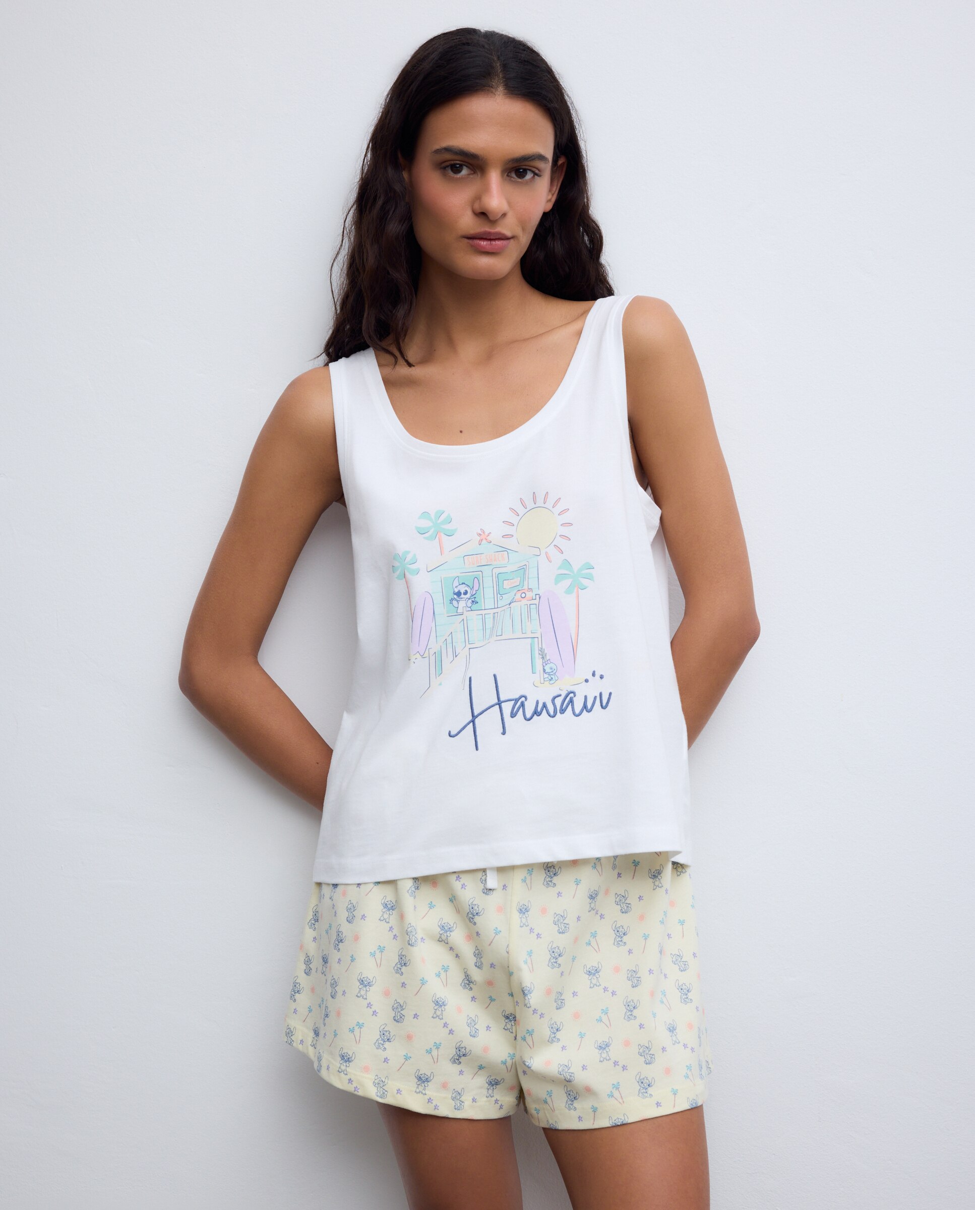 Pijama Stitch Hawai - Easy Wear - Blanco roto Blanco roto-1