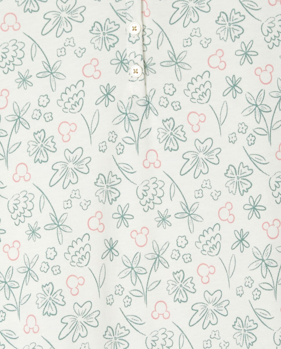 Camisa de Dormir Curta Mickey com Laços e Manga Curta Bege-5