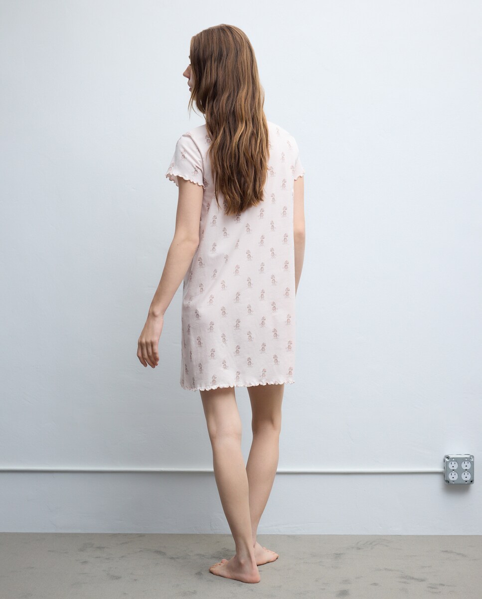 Camisa de Dormir Minnie Curta com Manga Comprida 250 Nude-3