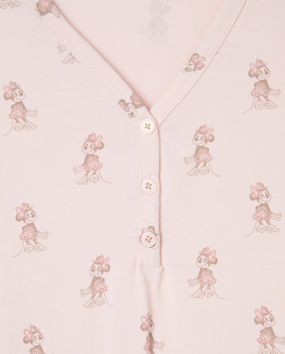 Camisa de Dormir Minnie Curta com Manga Comprida 250 Nude-5