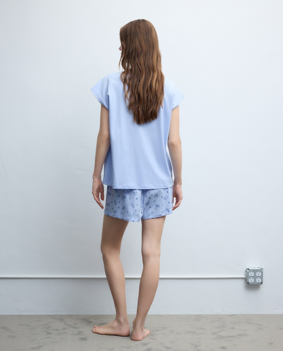 Camisola de Pijama com Estampado Stitch 410 Azul Claro-2