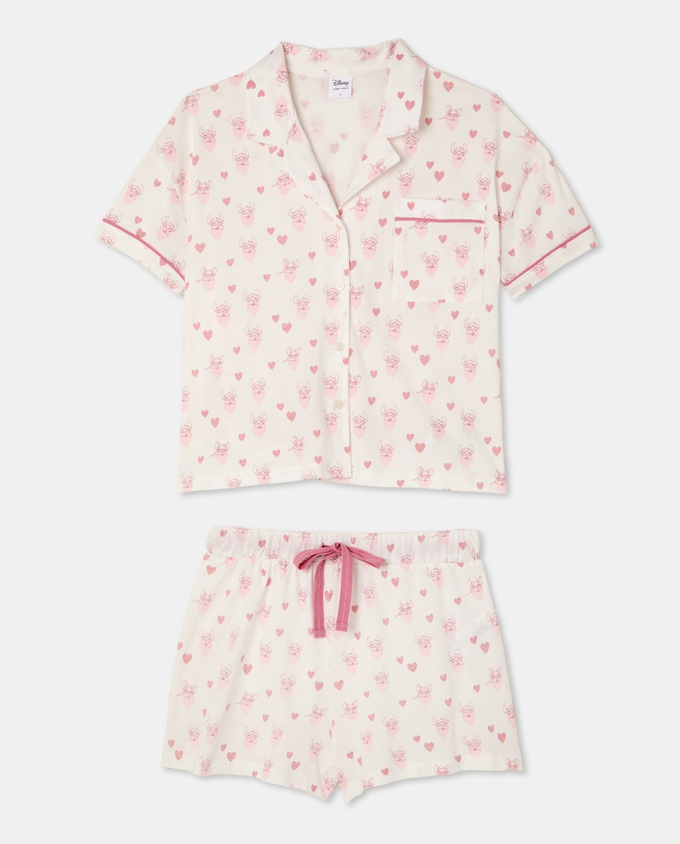 Pijama completo com corações Branco-marfim-3