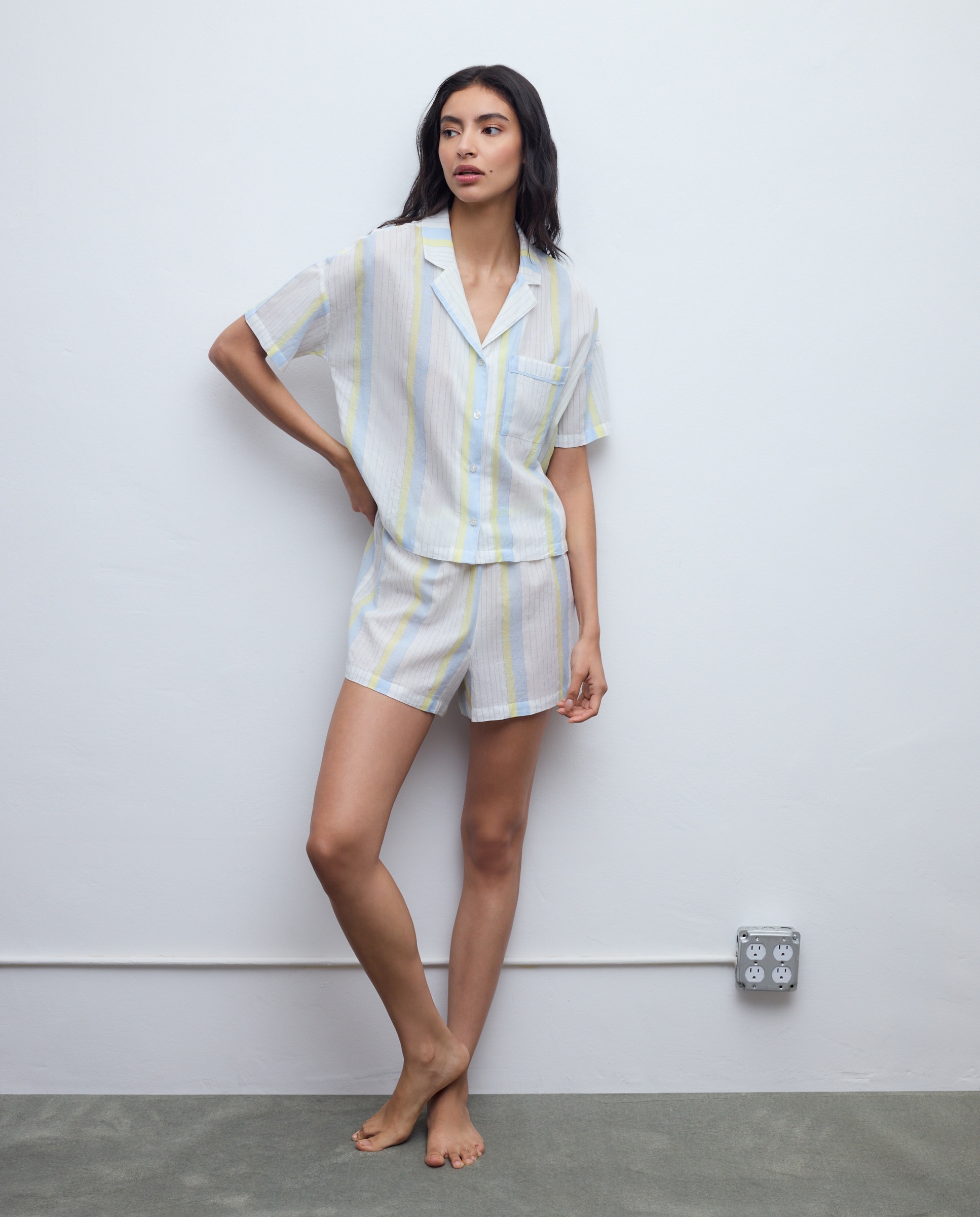 Pijama Completo às Riscas 410 Azul Claro-2