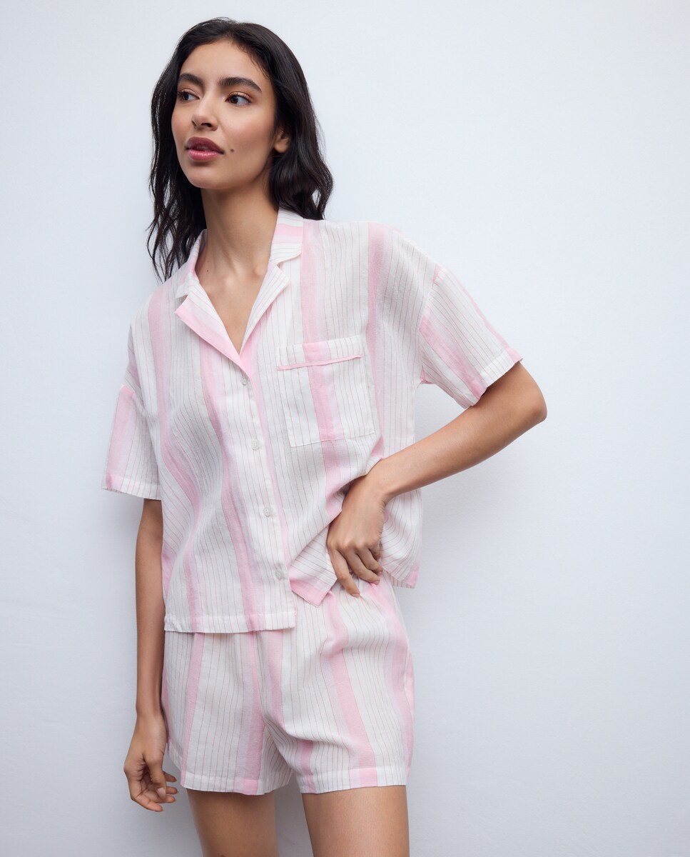 Imagen 0 de Pijama de mujer completo de rayas 200 Rosa