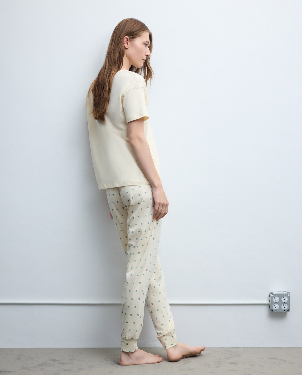 Pijama Completo com Estampado Mickey Mouse 310 Amarelo Claro-2