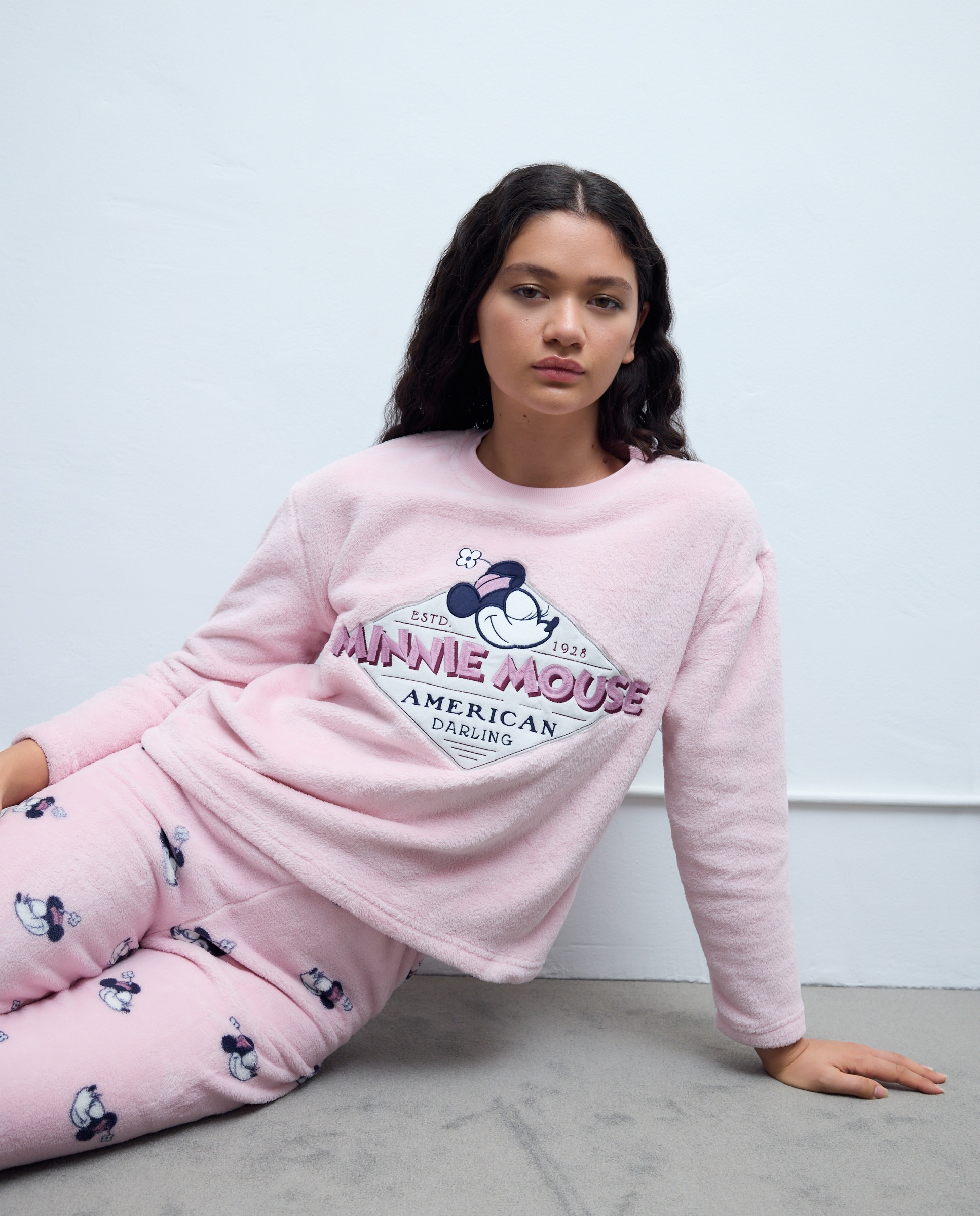 Pijama completo estampado de mulher 220 Rosa Pálido-1