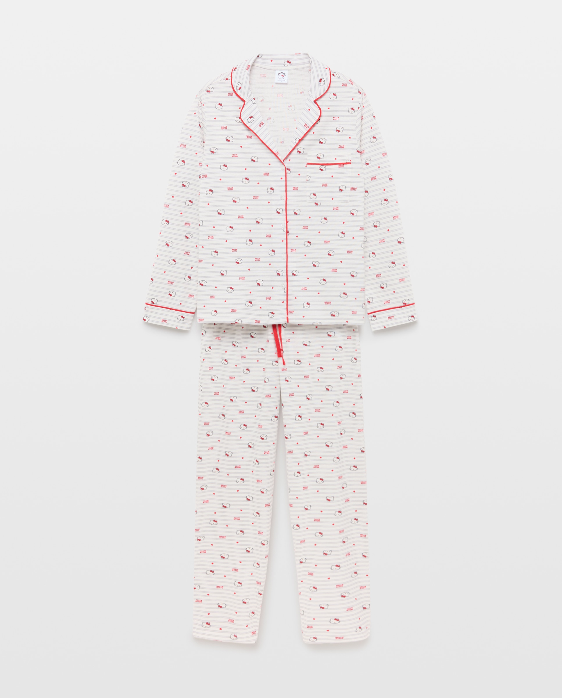 Pijama Completo Hello Kitty Cabecinhas 120 Cru-3