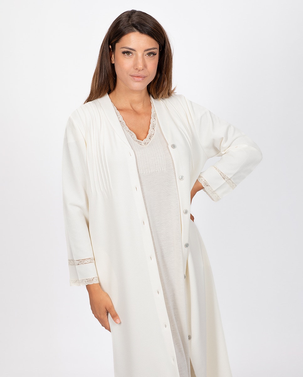 Robe em Piqué - Cor de Marfim Branco-2