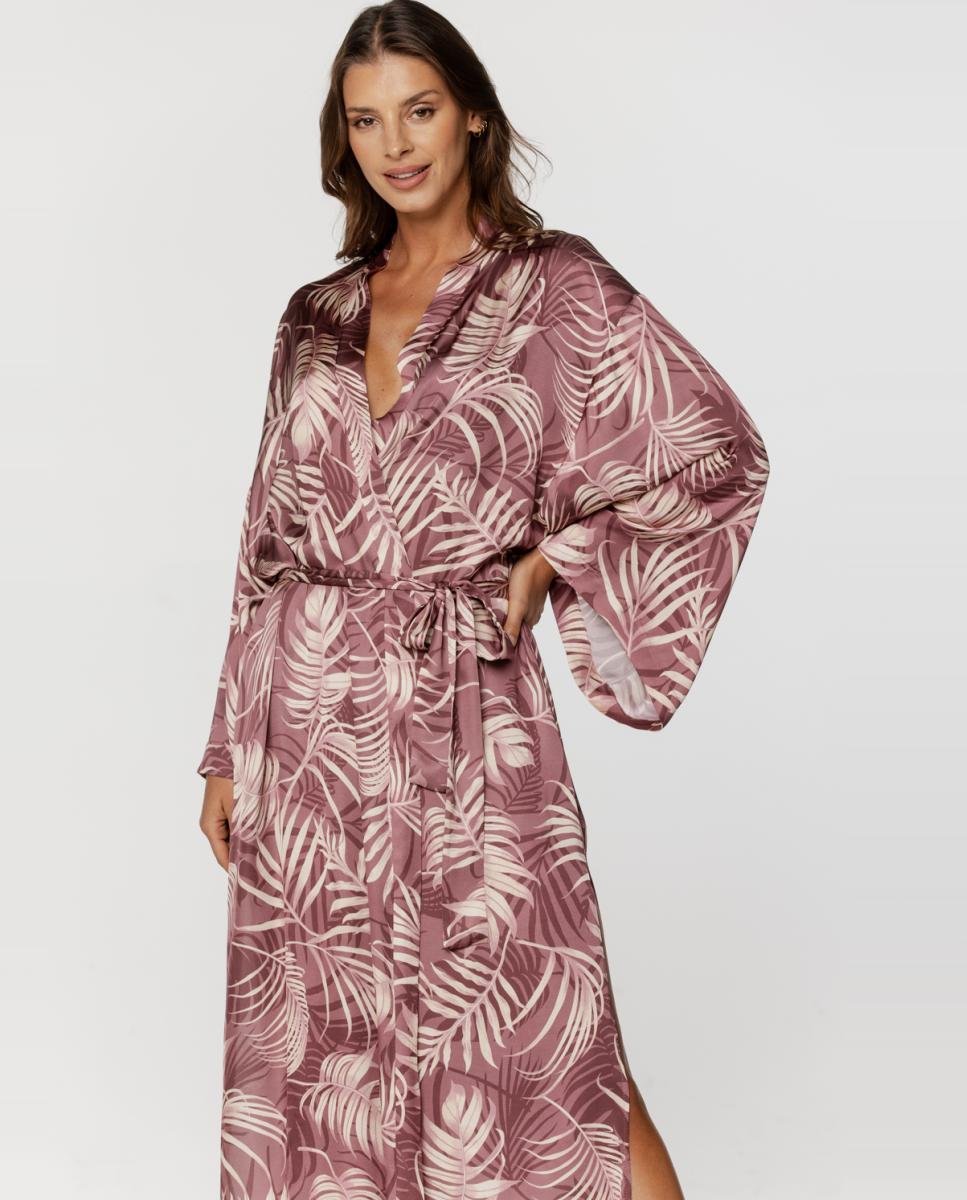 Robe Comprido Estampado Rosa-2