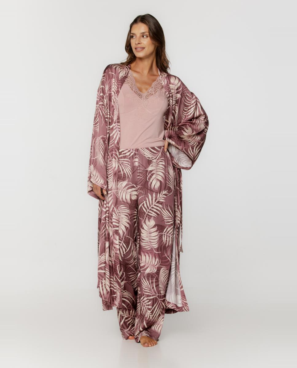Robe Comprido Estampado Rosa-4