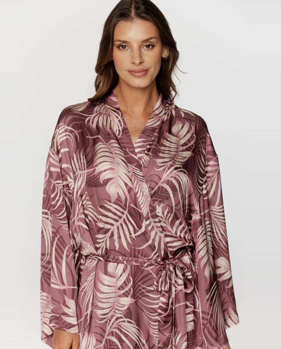 Robe Comprido Estampado Rosa-5