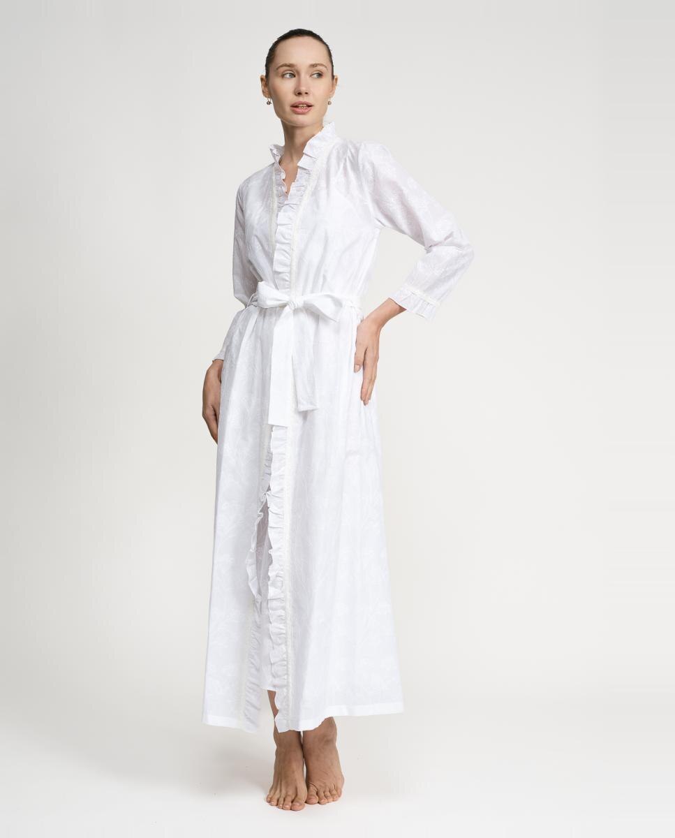 Imagem 0 de Camisa de Dormir Comprida de Algodão Trabalhado