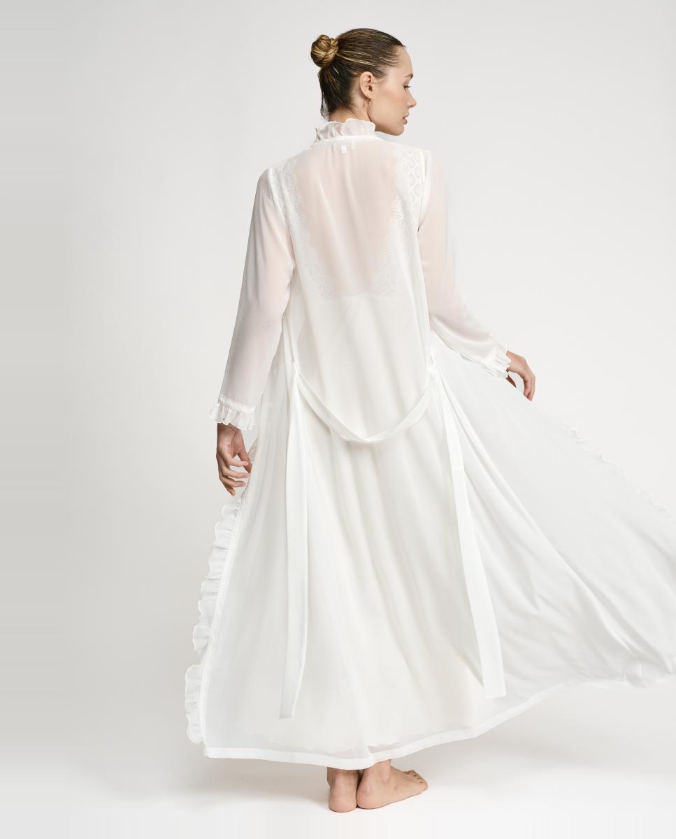 Robe Comprido com Renda e em Chiffon Natural-2