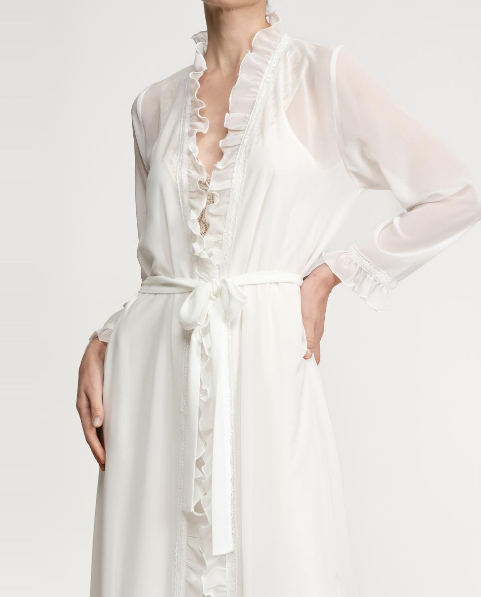 Robe Comprido com Renda e em Chiffon Natural-4